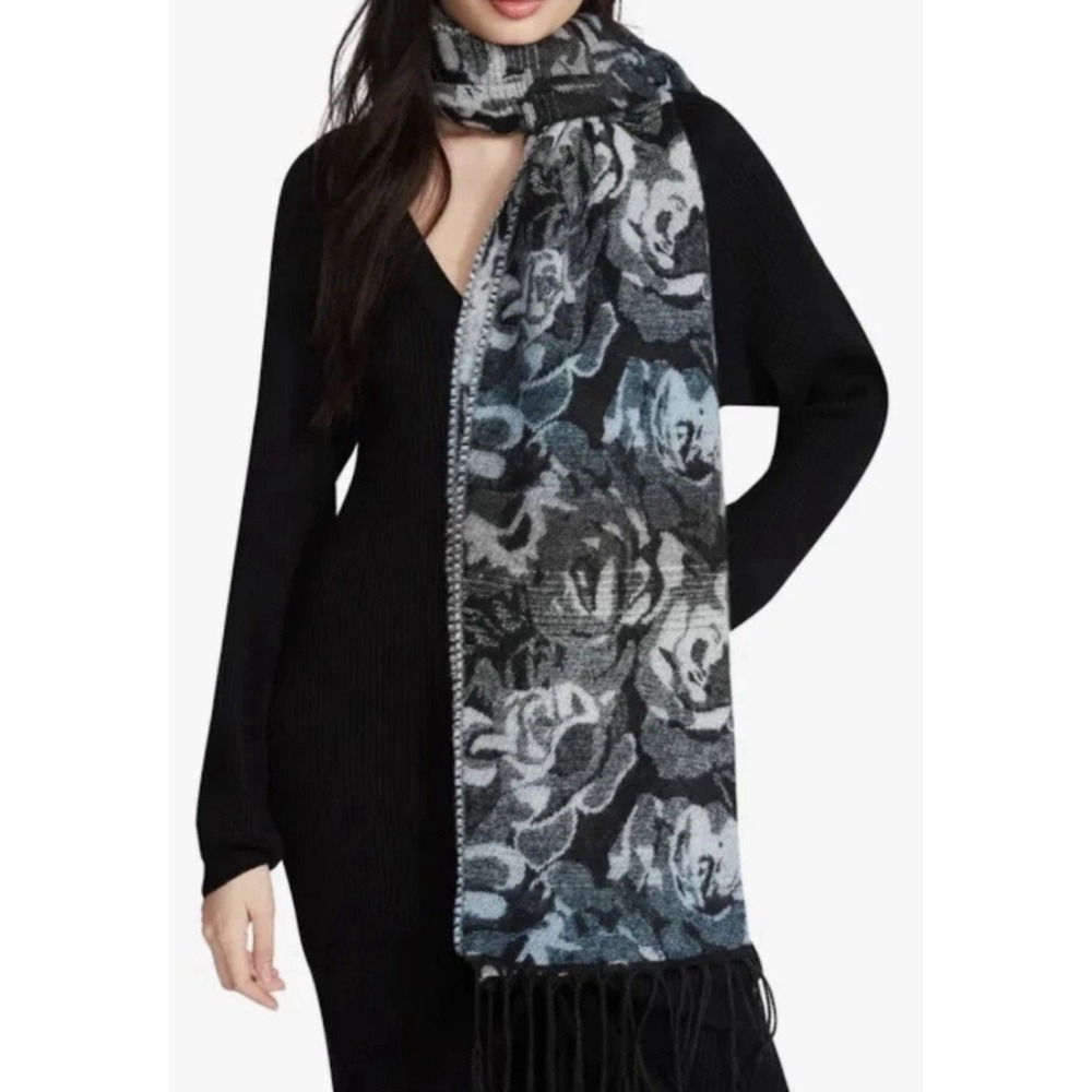 Steve Madden Floral Rose Pattern Blanket Scarf 74" x 20" Oversized Scarf